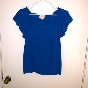 Maeve ruffled capped sleeve top. Size 10. Royal blue.
